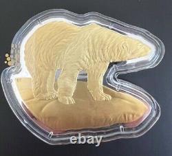 2020 Polar Bear Real Shapes Gold-Plated $50 Fine Silver Proof Coin Canada 3oz