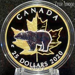 2020 Timeless Icons#4 Polar Bear Maple Leaf $25 Pure Silver Proof Piedfort Coin