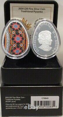 2020 Traditional Ukrainian Pysanka $20 1OZ Egg Shaped Silver Proof Coin Canada