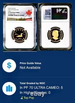 2021 $1 Canada Gilt Silver Proof Loonie Loon Ngc Pf70 Ucam Extreme Low (pop=5)