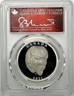 2021 $25 Canada 1oz Silver Proof Bison Extra High Relief PCGS PR70 DCAM Blunt