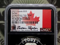 2021 $25 Canada Proof Silver BUFFALO Extraordinary High Relief NGC PF70 #182ARC