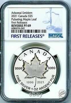 2021 $5 1 Oz Canada Silver Pulsating Maple Leaf Ngc Pf69 Rev Proof Mintage 3k