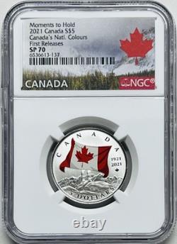 2021 $5 Canada Flag National Colors. 9999 Silver Ngc Sp70 Moments To Hold