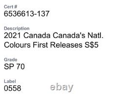 2021 $5 Canada Flag National Colors. 9999 Silver Ngc Sp70 Moments To Hold