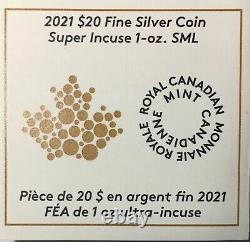 2021 CANADA $20 MAPLE LEAF SILVER 1 Oz SUPER INCUSE NGC REVERSE PROOF 70 FDI