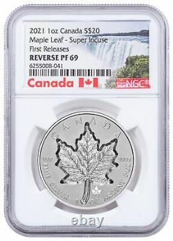 2021 Canada 1 oz Silver Maple Leaf Super Incuse Reverse PF $20 Coin NGC PF69 FR