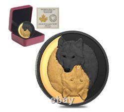 2021 Canada 1 oz Silver The Grey Wolf Black and Gold Coin. 9999 Fine COA/OGP