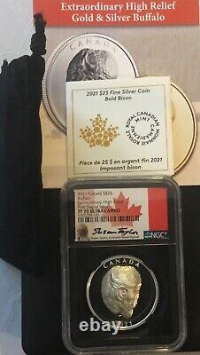 2021 Canada $25 1-oz Silver Buffalo Extremely High Relief Proof NGC PF70UC FDOI