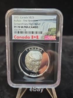 2021 Canada Buffalo Extraordinary High Relief 1 oz Silver PF $25 NGC PF70 UCAM