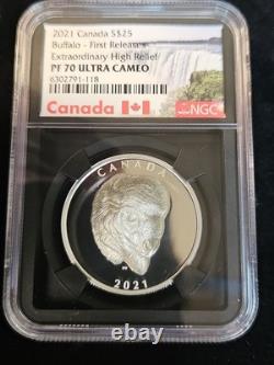 2021 Canada Buffalo Extraordinary High Relief 1 oz Silver PF $25 NGC PF70 UCAM