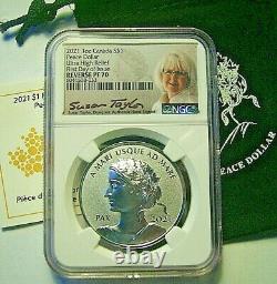 2021 Canada S$1 Peace Silver Dollar Uhr Reverse Proof Ngc Rev Pf70 Fdi -taylor