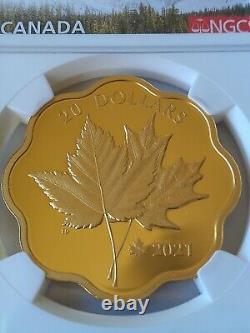 2021 Canada S$20 Gilt Silver laconic Maples Leaves Scallop Proof NGC PF70 UC