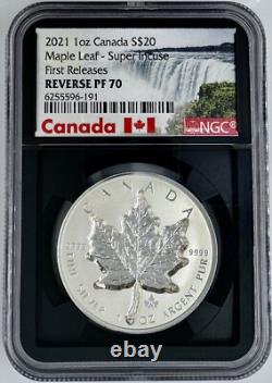 2021 Canada Silver $20 Maple Leaf NGC Reverse PR 70 Super Incuse First Releases