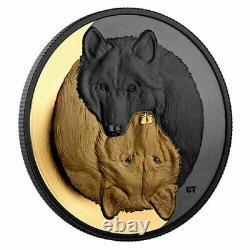 2021 Canada Silver Black and Gold THE GRAY WOLF 1 oz