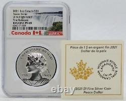 2021 Canada Silver Peace Dollar 1 oz NGC PF69 Reverse Proof UHR Coin JJ482