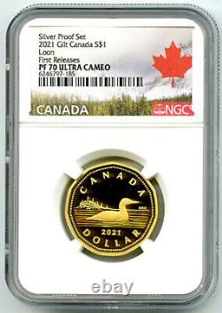 2021 Canada Silver Proof Loonie Dollar Ngc Pf70 Ucam Gilt Loon First Releases