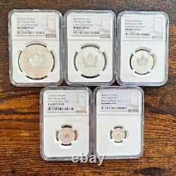 2021 Canada Silver Pulsating Maple Leaf 5-coin Set Ngc Pf70 & Pf69 Rev Proof