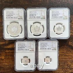 2021 Canada Silver Pulsating Maple Leaf 5-coin Set Ngc Pf70 & Pf69 Rev Proof