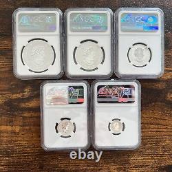 2021 Canada Silver Pulsating Maple Leaf 5-coin Set Ngc Pf70 & Pf69 Rev Proof