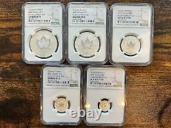 2021 Canada Silver Pulsating Maple Leaf 5-coin Set Ngc Pf70 Rev Proof Rare