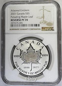 2021 Ngc All Pf70 Rcm Canada Silver Pulsating Maple 5-coin Set Proof 70 Rare