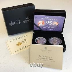 2021 Royal Celebration Queen Elizabeth's 95th. 2 Proof Silver Coins Set In OGP