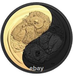 2022 1 oz. Pure Silver Gold-Plated Coin Black and Gold The Sea Otter