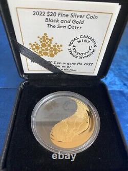2022 1 oz. Pure Silver Gold-Plated Coin Black and Gold The Sea Otter