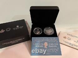 2022 2-COIN 1oz SILVER PROOF SET. CANADA AND THE U. K. THE ROYAL PLATINUM JUBILLE