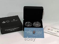 2022 2-COIN 1oz SILVER PROOF SET. CANADA AND THE U. K. THE ROYAL PLATINUM JUBILLE