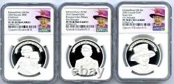 2022 $20 CANADA SILVER PROOF NGC PF70 QEII EXTRAORDINARY Life 3-COIN SET