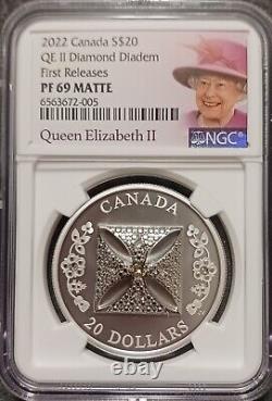 2022 $20 Canada 1oz Silver Proof Ngc Pf69 Queen Elizabeth Diamond Diadem Crown