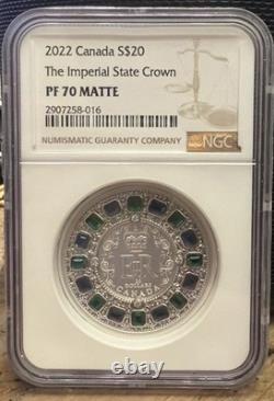 2022 $20 Canada 1oz Silver Proof Ngc Pf70 Queen Elizabeth Imperial State Crown