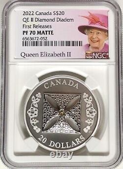 2022 $20 Canada 1oz Silver Proof Ngc Proof 70 Queen Elizabeth II Diamond Diadem