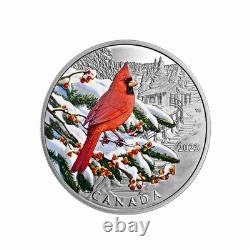 2022-2023 1oz. 9999 Silver Proof Pair Colourful Birds Cedar Waxwing & Cardinal
