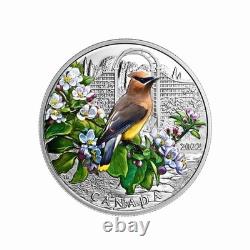 2022-2023 1oz. 9999 Silver Proof Pair Colourful Birds Cedar Waxwing & Cardinal