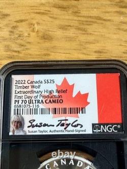 2022 $25 Canada 1 Oz Silver Proof Timber Wolf Ngc Pf70 Ucam Extra High Relief