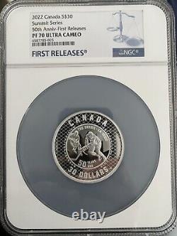2022 $30 CANADA 2 OZ SILVER Hockey SUMMIT SERIES NGC PF 70 UCAM FIRST RELEASES