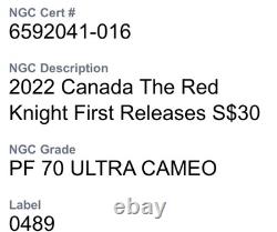 2022 $30 Canada 2 Oz Silver The Red Knight Ngc Pf70 Ucam First Releases