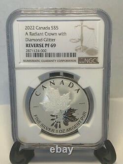 2022 $5 1oz Canada Silver Ngc Pf69 Diamond Radiant Crown Maple Leaf Rev Proof