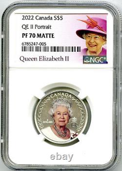 2022 $5 Canada Silver Proof Ngc Pf70 Matte Queen Elizabeth II Legacy Portrait