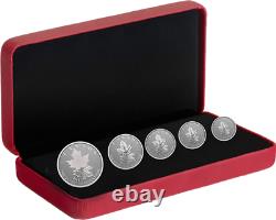 2022 A Radiant Crown Maple Leaf Fractional Set 5-Coins Silver Proof Queen Canada