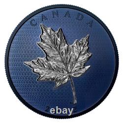 2022 Blue Rhodium Maple Leaves in Motion $50 5OZ Pure Silver Proof Canada Coin