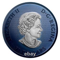 2022 Blue Rhodium Maple Leaves in Motion $50 5OZ Pure Silver Proof Canada Coin