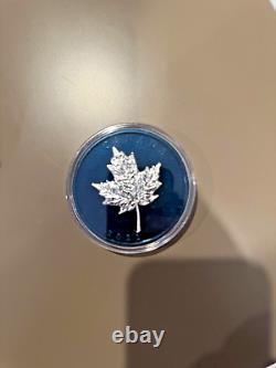 2022 Blue Rhodium Maple Leaves in Motion $50 5OZ Pure Silver Proof Canada Coin