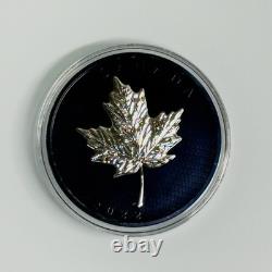 2022 Blue Rhodium Maple Leaves in Motion $50 5OZ Pure Silver Proof Canada Coin
