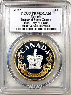 2022 Canada $1 IMPERIAL STATE CROWN Silver 1 Oz PCGS PR70 FDOI Blunt POP 89