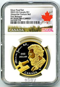 2022 Canada $1 Silver Gilt Ngc Pf70 Ucam Alexander Graham Bell First Releases