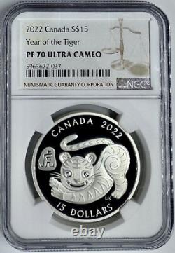 2022 Canada $15 Lunar Year of the Tiger 1 oz Silver Coin NGC PF 70 UCAM Proof